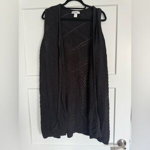 CJ Banks Black Cardigan Sweater Vest